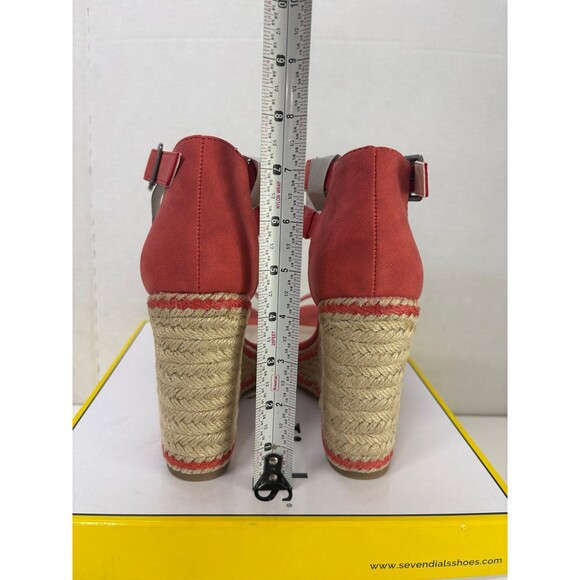 SEVEN DIALS Women's Berlina Red/Nubuck Platform Toe Wedge Espadrille Sandals 8M - Picture 3 of 6